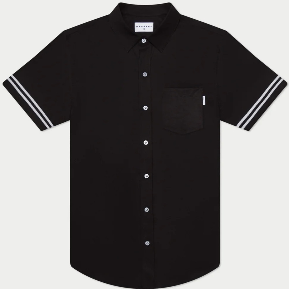 Mavrans Button Up Black Polo in Medium